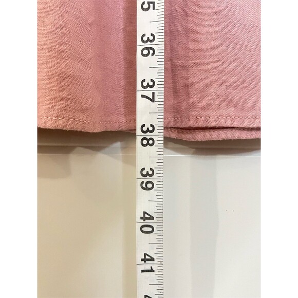 Women’s Linen Blend Midi Shift Dress M Pink V-Neck Pockets Spring Summer Beach - Picture 8 of 10